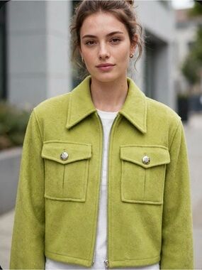 Timothy Daniels chartreuse Utility Wool Jacket Size Small